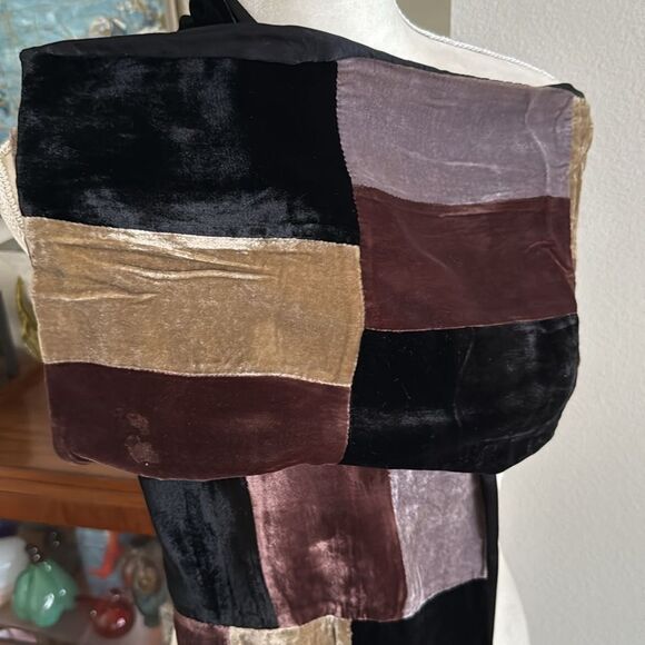 Vintage velvet color block scarf - Picture 2 of 5